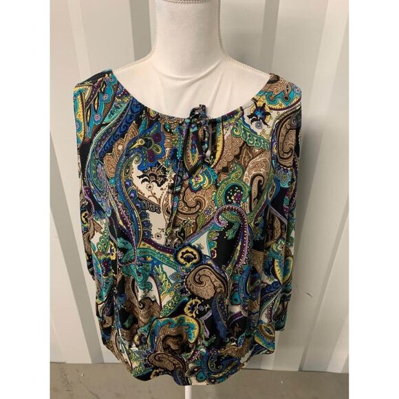 Avenue Business Casual Paisley Print Top Plus Size 14/16 - Picture 2 of 5